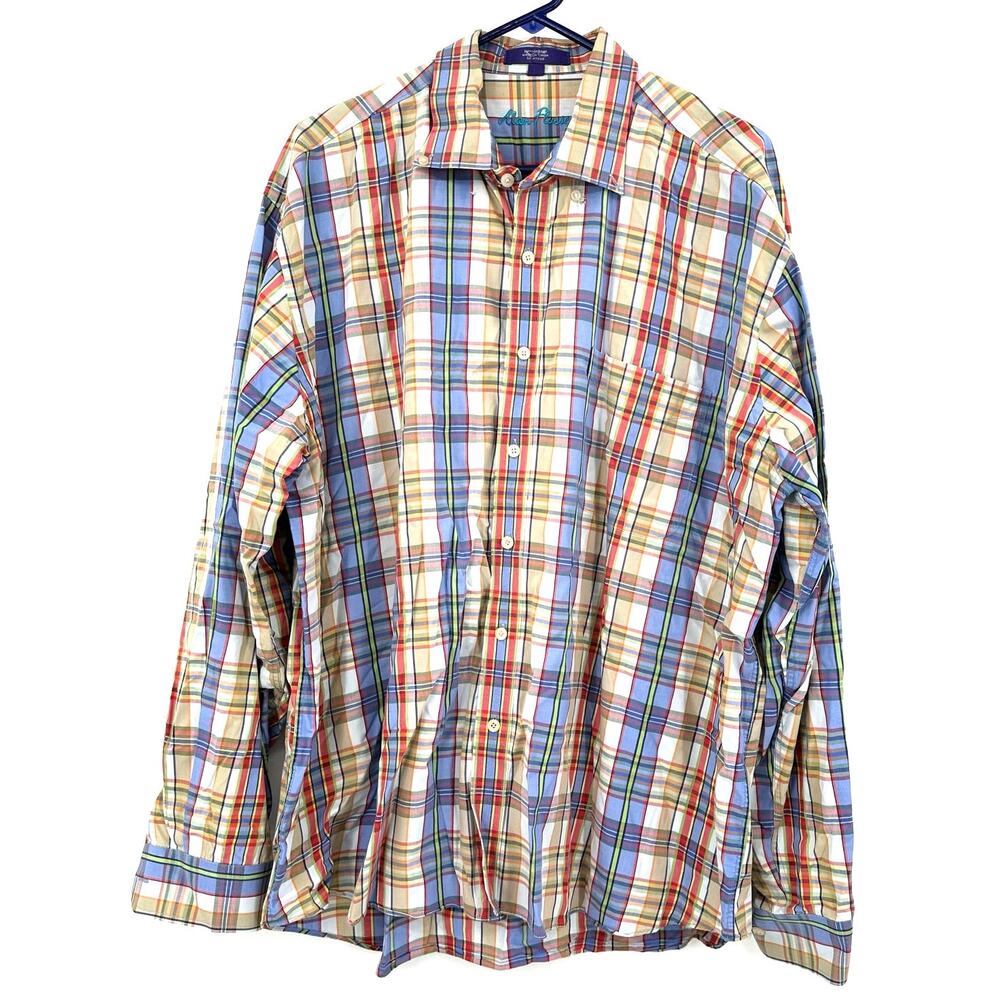 Alan Flusser Size‎ XXL Button Down Long-Sleeved Shirt Cotton Plaid Multicolor